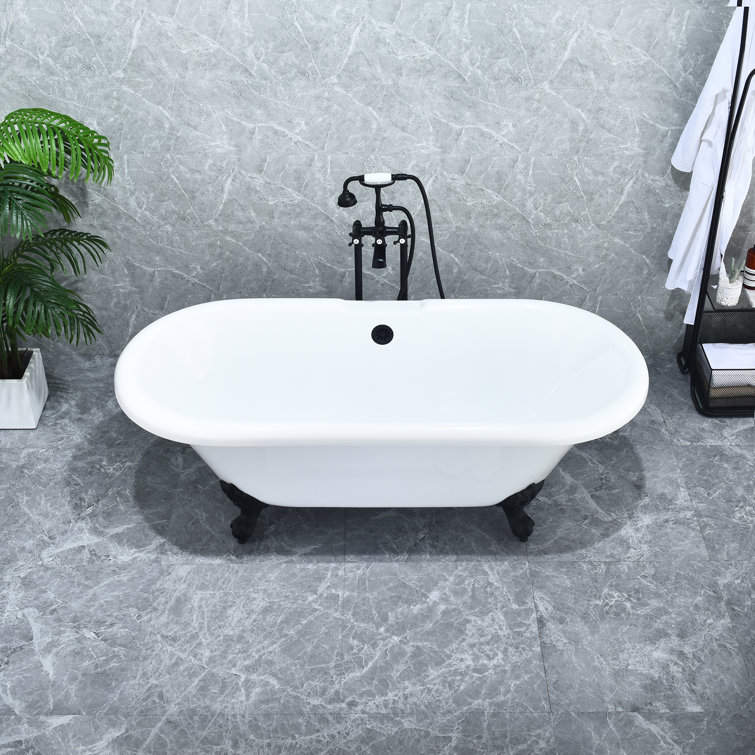 Elegant White Acrylic Clawfoot Freestanding Bathtub