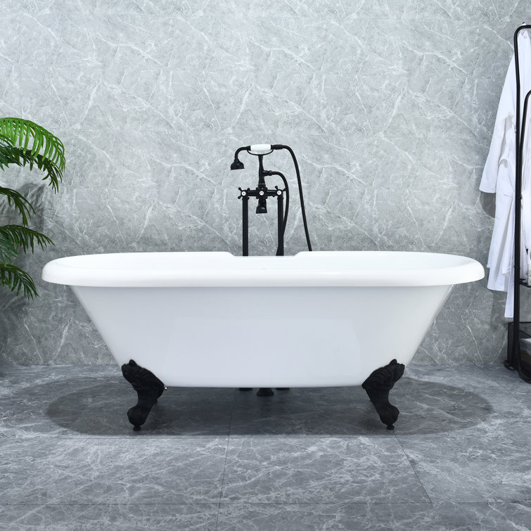 Elegant White Acrylic Clawfoot Freestanding Bathtub