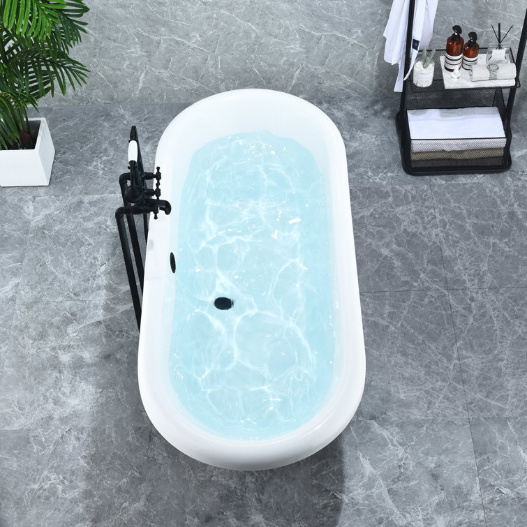 Elegant White Acrylic Clawfoot Freestanding Bathtub