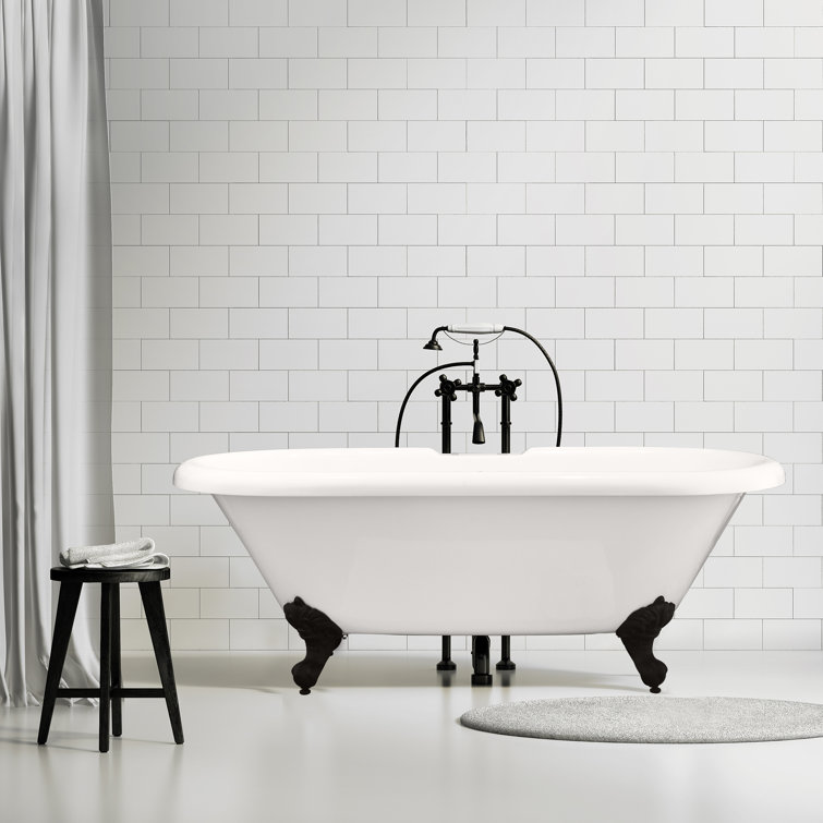 Elegant White Acrylic Clawfoot Freestanding Bathtub