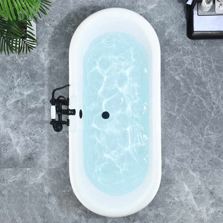 Elegant White Acrylic Clawfoot Freestanding Bathtub