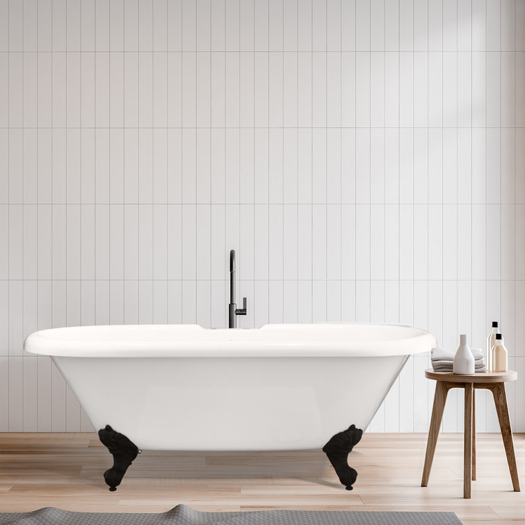 Elegant White Acrylic Clawfoot Freestanding Bathtub
