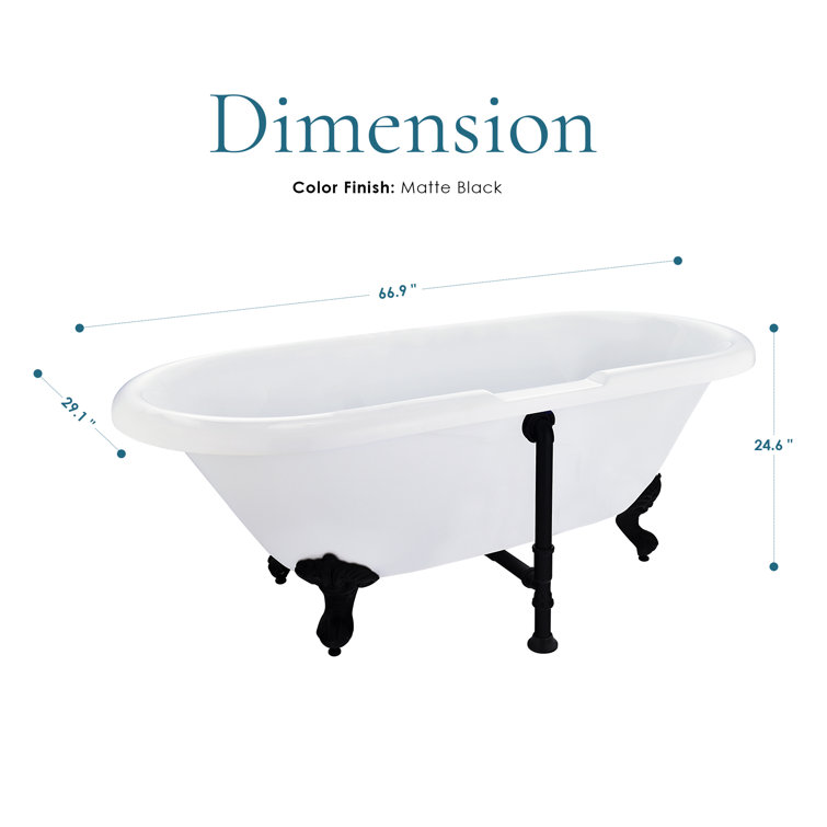 Elegant White Acrylic Clawfoot Freestanding Bathtub