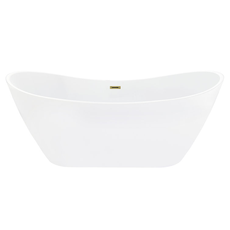 Vansza 67'' Glossy White Acrylic Freestanding Soaking Bathtub