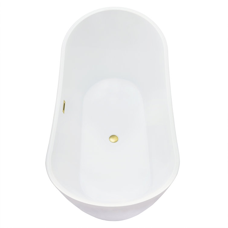 Vansza 67'' Glossy White Acrylic Freestanding Soaking Bathtub