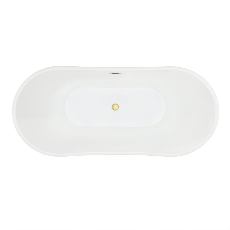 Vansza 67'' Glossy White Acrylic Freestanding Soaking Bathtub
