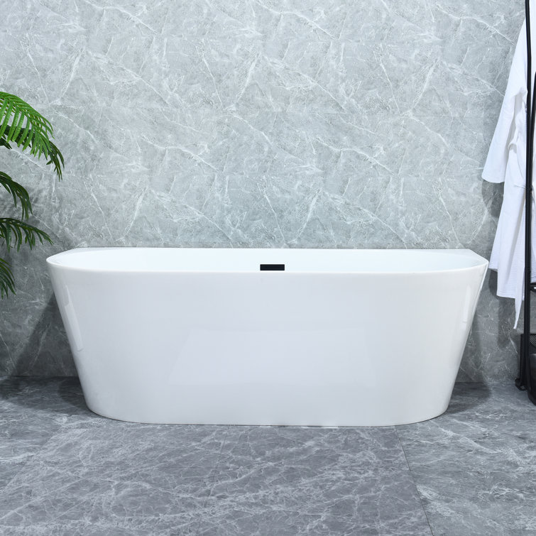 Satchi 67'' White Freestanding Acrylic Soaking Bathtub