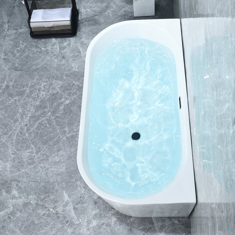 Satchi 67'' White Freestanding Acrylic Soaking Bathtub