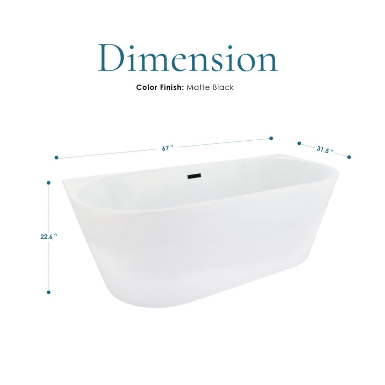 Satchi 67'' White Freestanding Acrylic Soaking Bathtub
