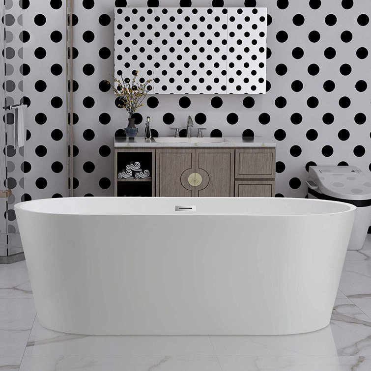Iris 54" White Acrylic Freestanding Soaking Bathtub