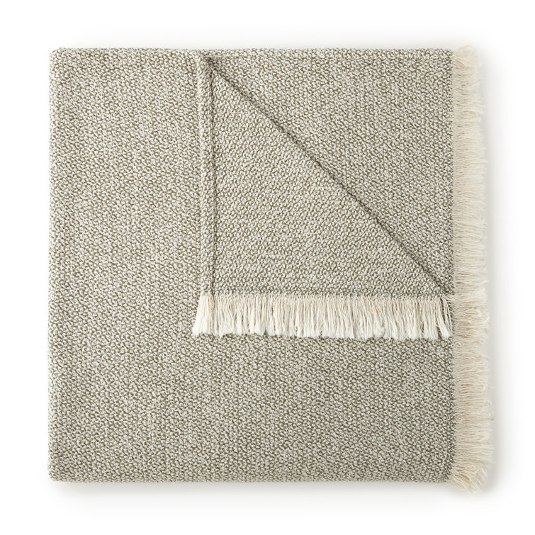 Biscuit Hand Woven Cotton Throw with Fringe