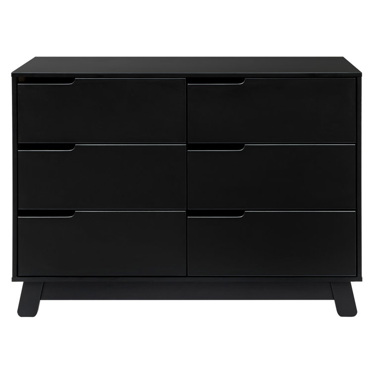 Hudson Mid-Century Modern Black 6-Drawer Double Dresser