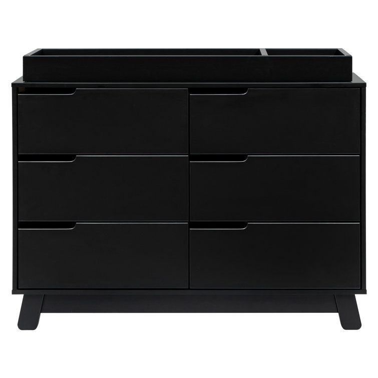 Hudson Mid-Century Modern Black 6-Drawer Double Dresser
