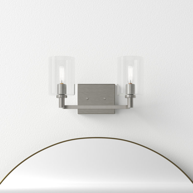 Brushed Nickel 2-Light Dimmable Cylinder Vanity Light