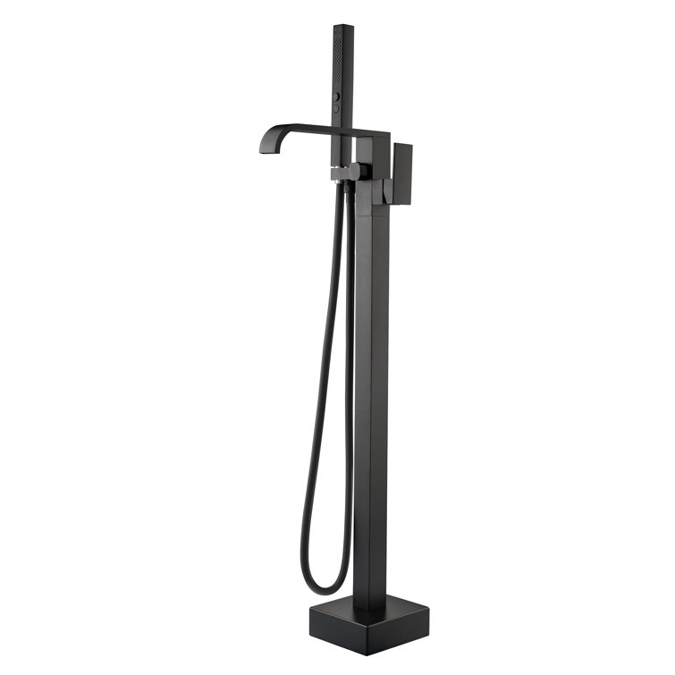 Matte Black Brass Freestanding Tub Faucet with Hand Shower