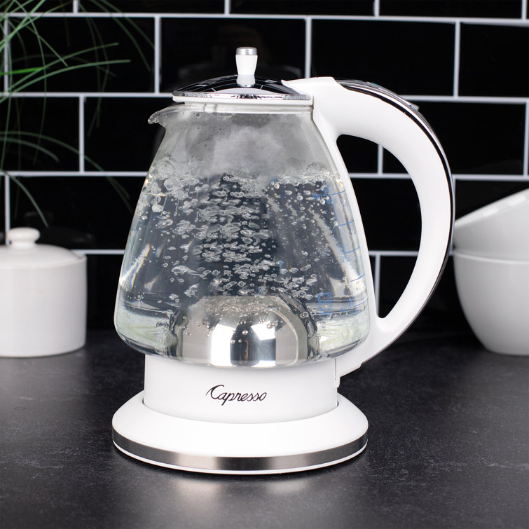 Capresso White and Chrome Glass Electric Kettle, 48 oz