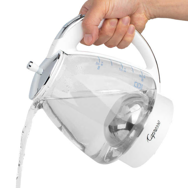 Capresso White and Chrome Glass Electric Kettle, 48 oz