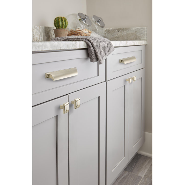 Gold Polished Cup Pull with Mounting Hardware