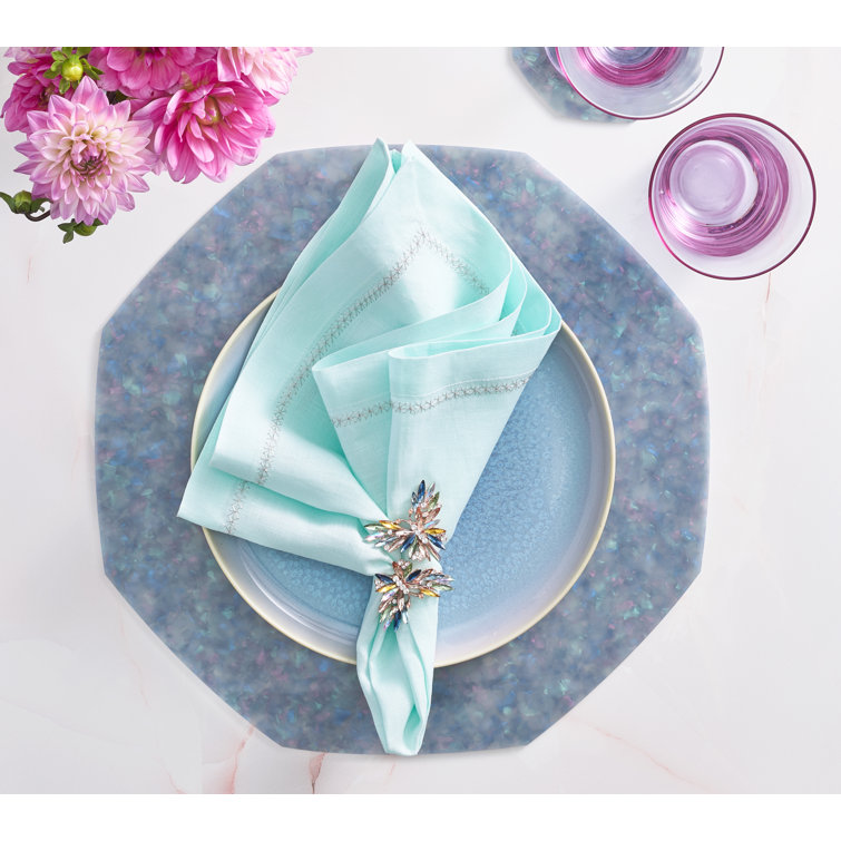 Blue Iridescent Acrylic Octagonal Placemat Set