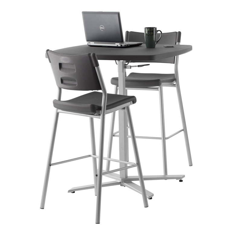 Charcoal Slate Contemporary Adjustable Bar Height Cafe Table
