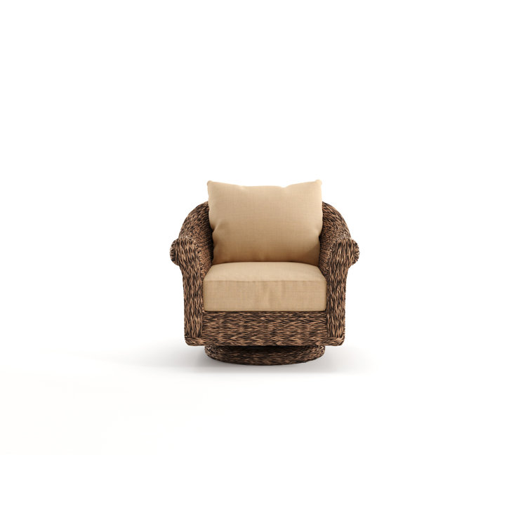 Banana Leaf Resin Swivel Lounge Chair with Beige Cushions