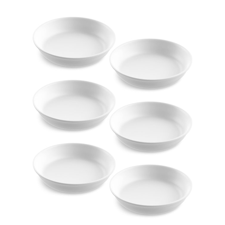 Set of 6 White Melamine Low Bowls
