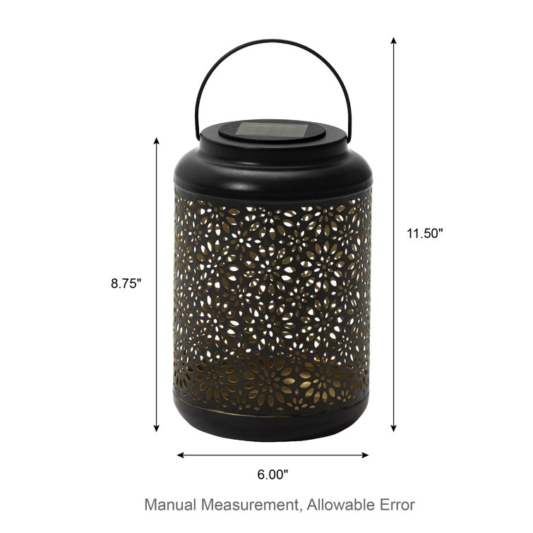 Black Cordless Cylinder Metal Outdoor Lantern with Edison Bulb