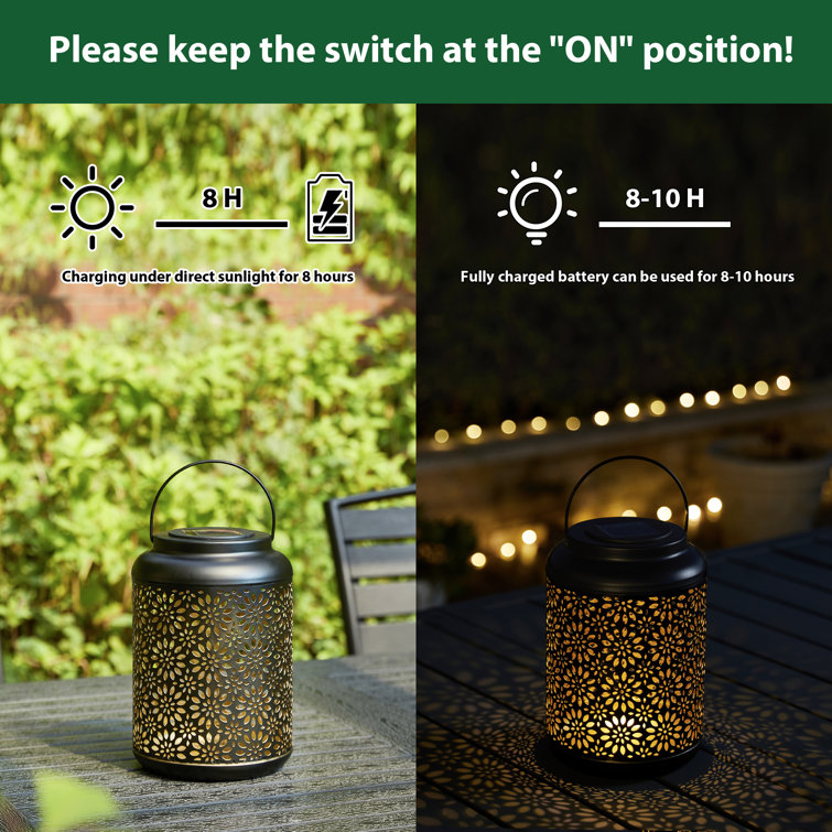 Black Cordless Cylinder Metal Outdoor Lantern with Edison Bulb