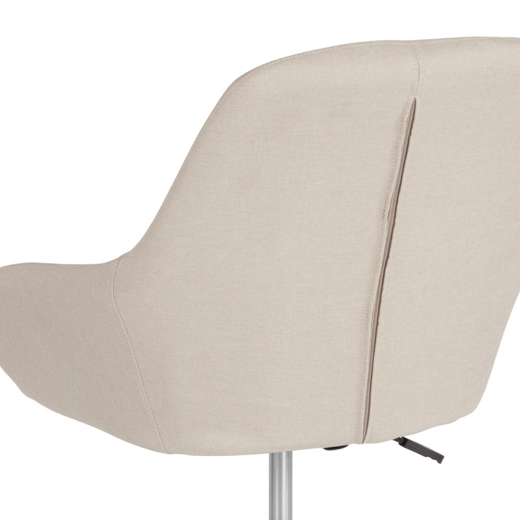 Ergonomic Mid-Back Swivel Task Chair in Beige with Chrome Base
