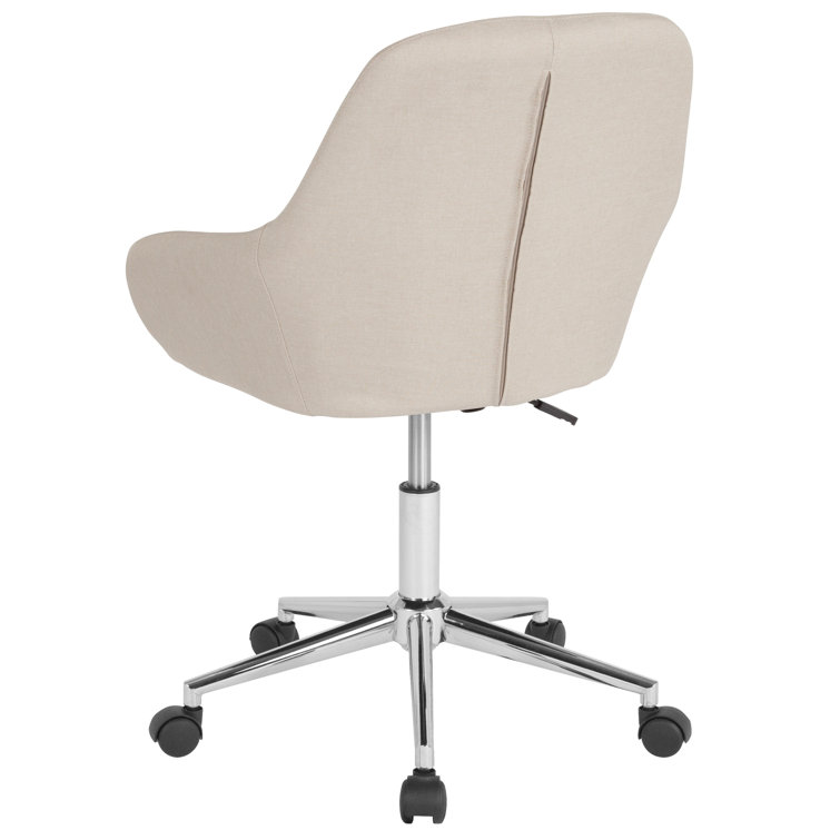 Ergonomic Mid-Back Swivel Task Chair in Beige with Chrome Base