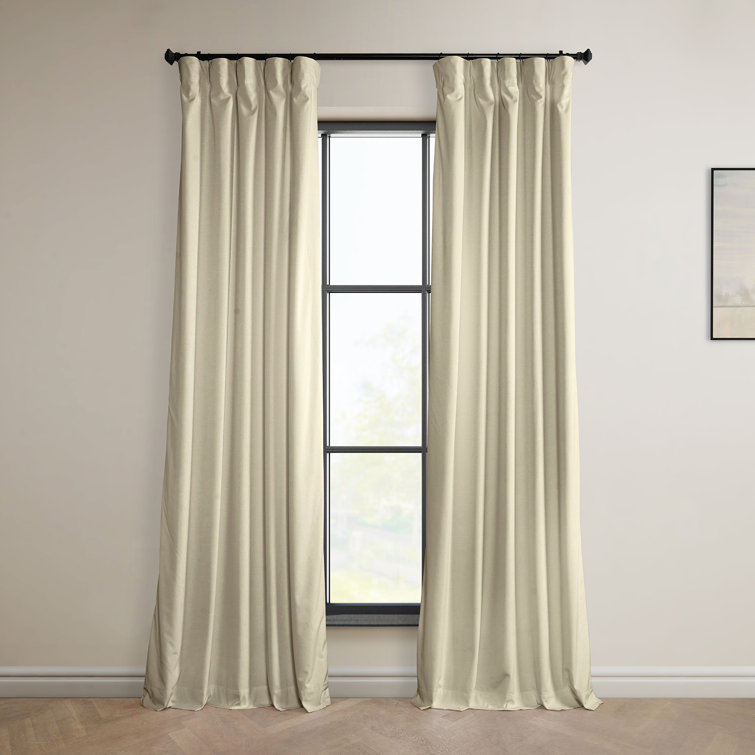 Angora Beige Velvet Blackout Curtain Panel for Windows and Doors
