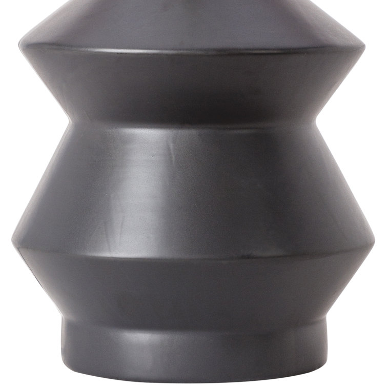 Black Geometric Ceramic Table Lamp with Beige Linen Shade