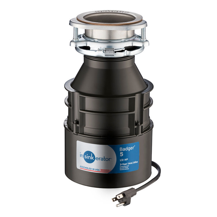 Badger 5 Black and Gray 1/2 HP Continuous Feed Garbage Disposal