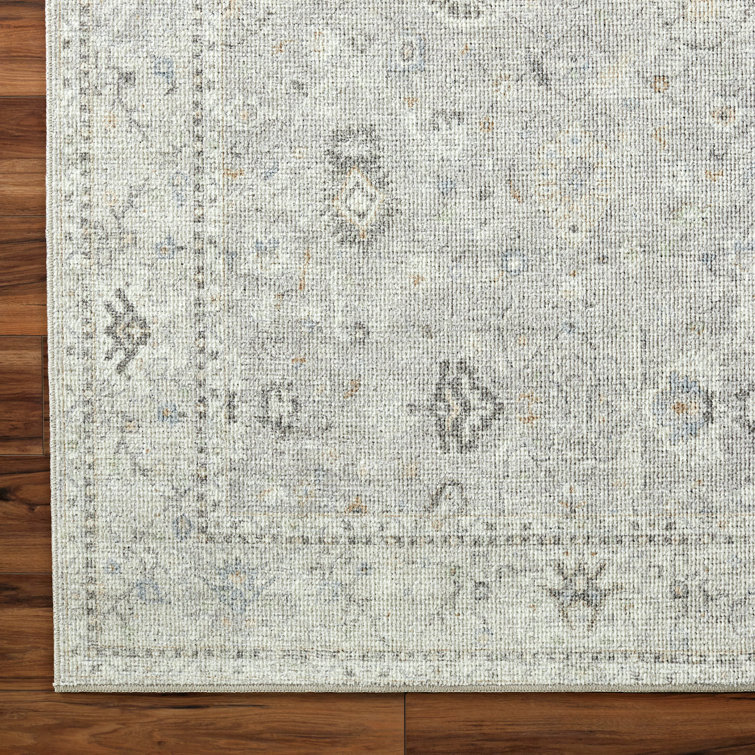 Feather Gray Rectangular Synthetic Easy Care Area Rug 5'3" x 7'
