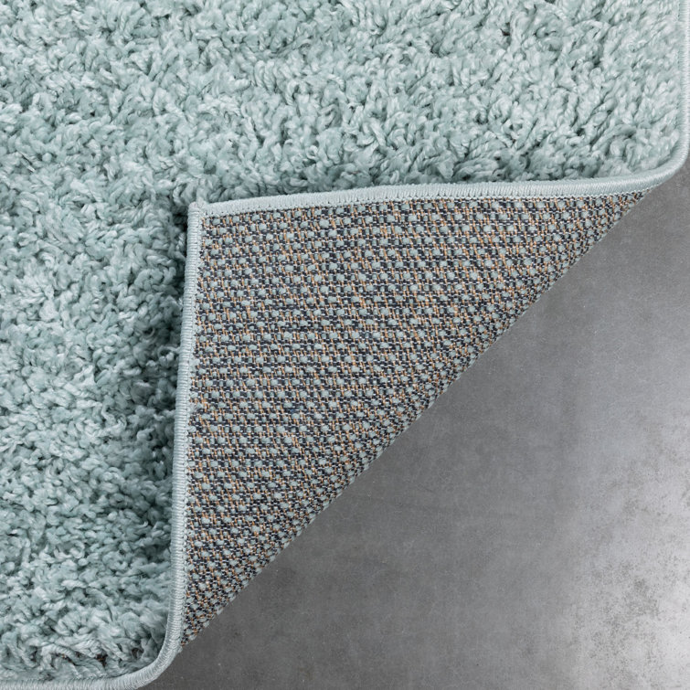 Seafoam Green Rectangular Shag Synthetic Area Rug 5' x 7'
