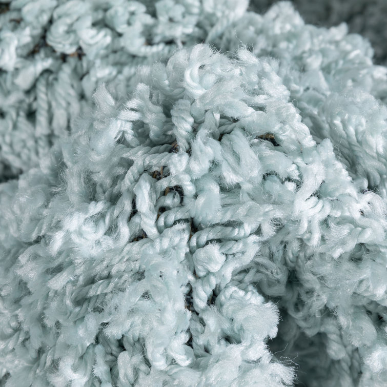 Seafoam Green Rectangular Shag Synthetic Area Rug 5' x 7'