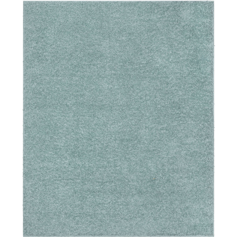 Seafoam Green Rectangular Shag Synthetic Area Rug 5' x 7'