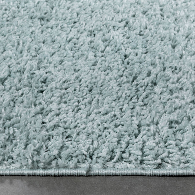 Seafoam Green Rectangular Shag Synthetic Area Rug 5' x 7'