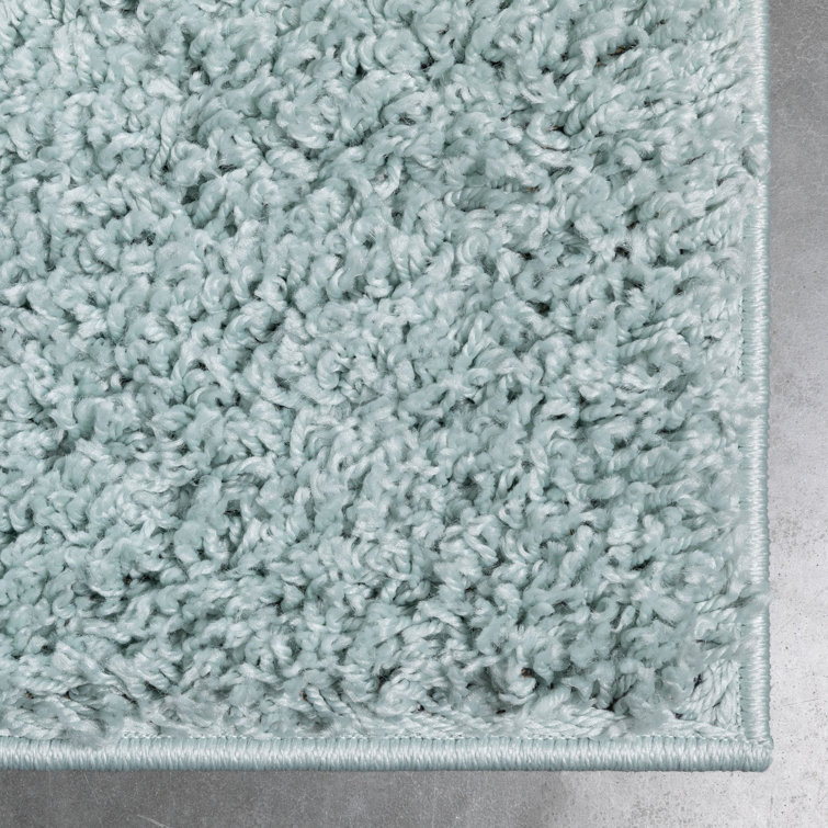 Seafoam Green Rectangular Shag Synthetic Area Rug 5' x 7'