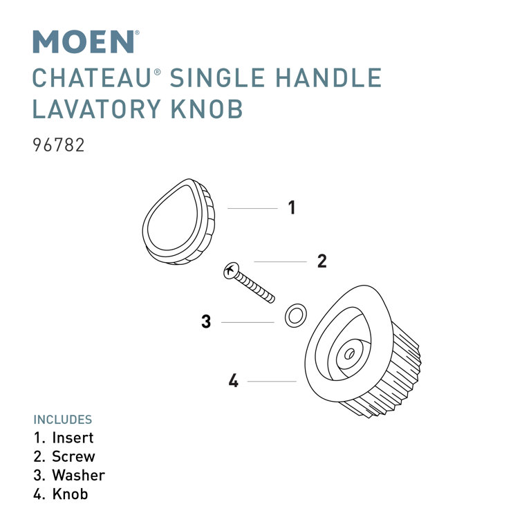 Moen Clear Acrylic Knob Handle for Tub and Shower Faucet
