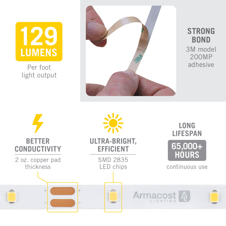 16.4 ft White LED Tape Light with 30 LEDs/m