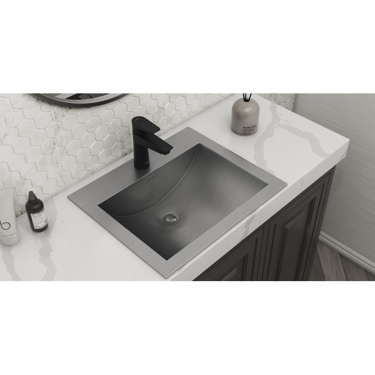 Ruvati 21 x 17 Inch Brushed Stainless Steel Topmount Bathroom Sink