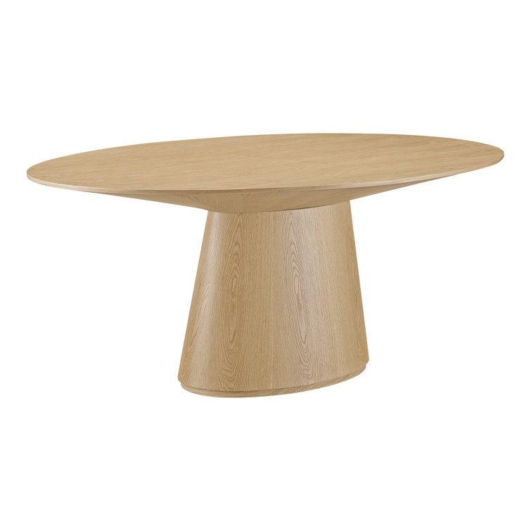 Natural Oak Round Dining Table with Flared Base