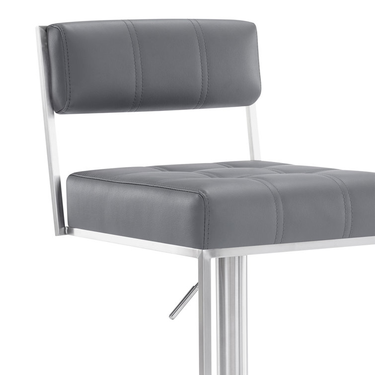 Michele Contemporary Gray Faux Leather Adjustable Swivel Stool