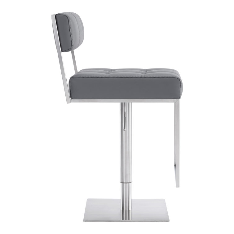 Michele Contemporary Gray Faux Leather Adjustable Swivel Stool