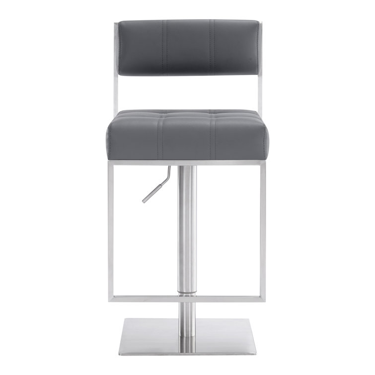 Michele Contemporary Gray Faux Leather Adjustable Swivel Stool