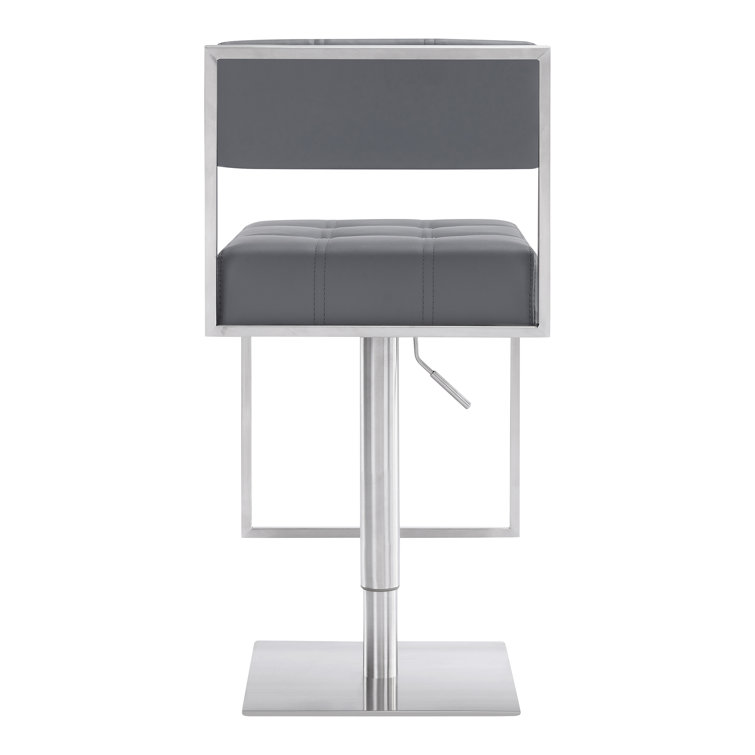 Michele Contemporary Gray Faux Leather Adjustable Swivel Stool