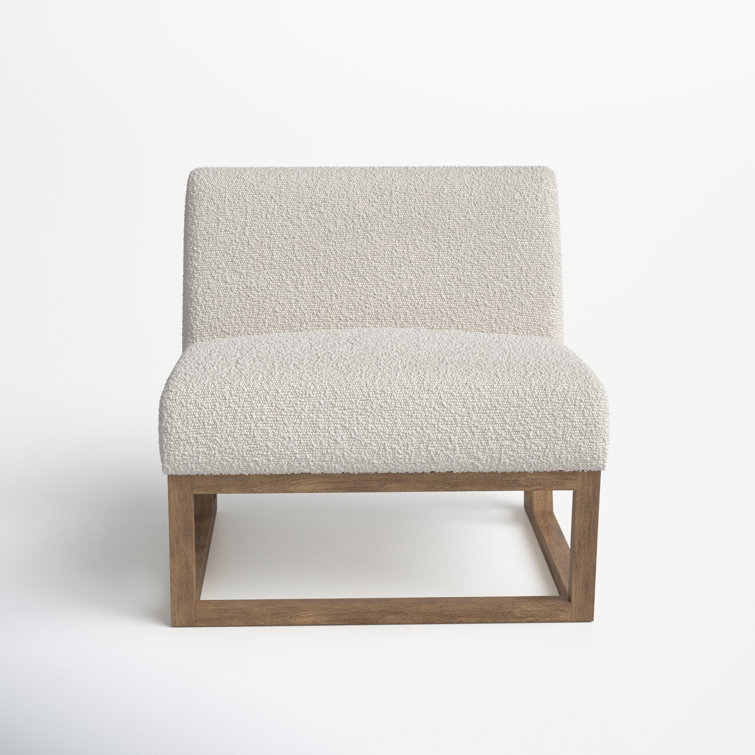 Kansia Modern Angular Wood Base Boucle Accent Chair