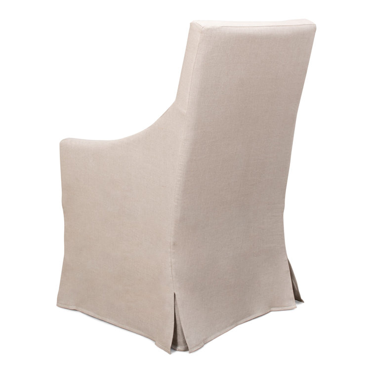 Transitional Beige Skirted Arm Chair with Matching Kidney Pillow