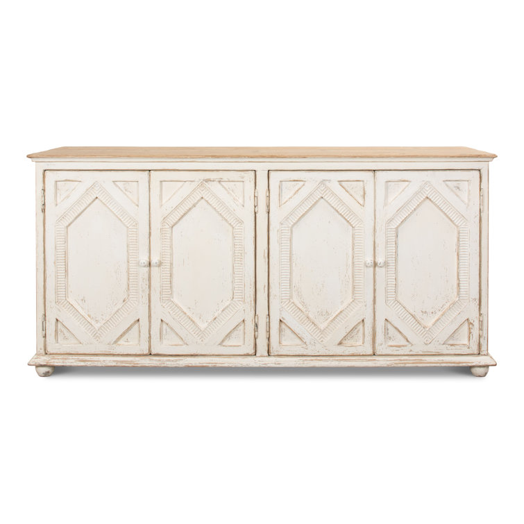 Blue and White Pine Diamond Pattern Sideboard